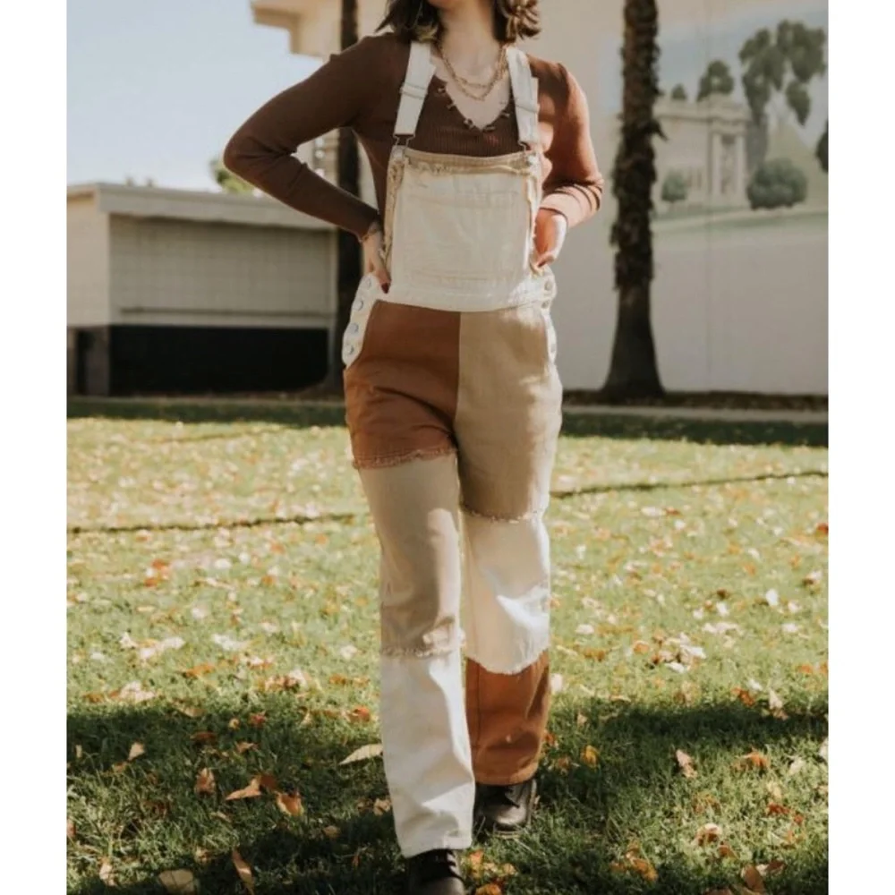 Blue Blush- NEW Color Block Overalls - Picture 5 of 9